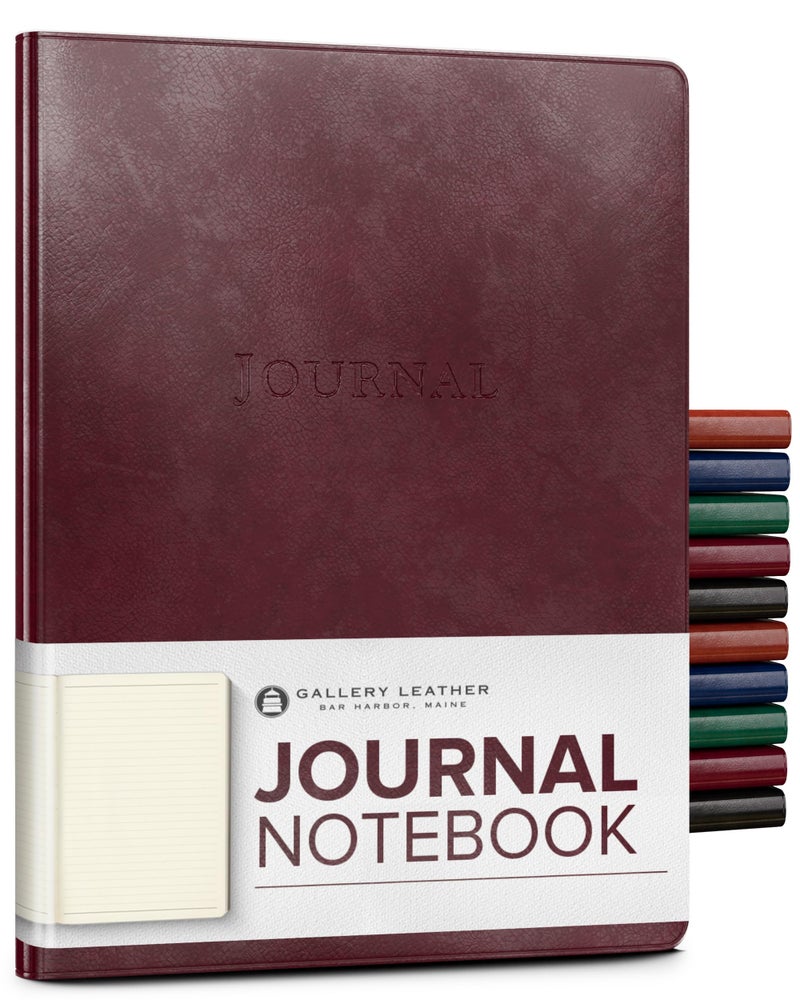 Gallery Leather Journal - Crafted in Maine, USA - Elegant Leather Writing Notebook with 192 Lined Pages - A Timeless Space for Your Thoughts - Acadia Burgundy, 9.75x7.5", Large Lined - Image 1